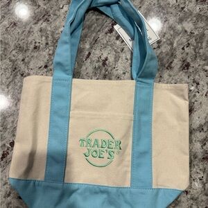 Trader Joes 2025 Spring Blue and Cream Mini Tote Bag